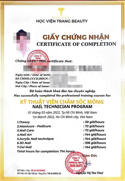 Làm Bằng Nail Quốc Tế Dễ Dàng Nhanh Chóng Để Đi Nước Ngoài