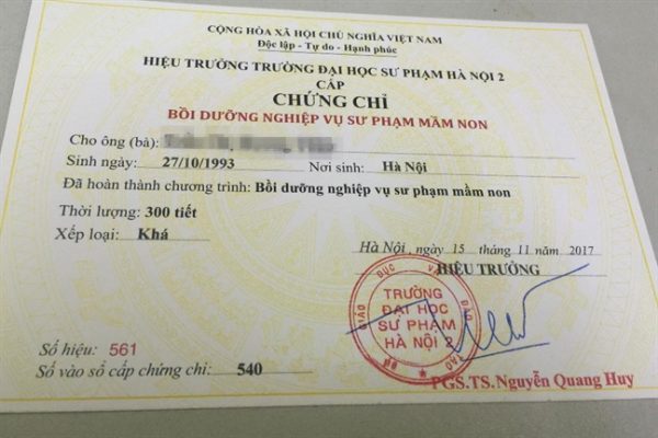 Làm Chứng Chỉ Bồi Dưỡng Nghiệp Vụ Sư Phạm Toàn Quốc