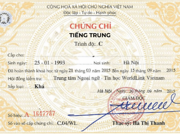 Làm Chứng Chỉ Tiếng Trung Không Cần Thi Bao Công Chứng
