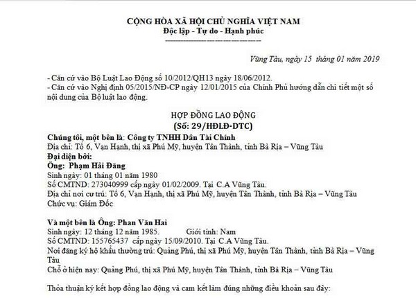 Việc Làm Hợp Đồng Lao Động Giả Đáp Ứng Những Nhu Cầu Nào Của Người Dùng