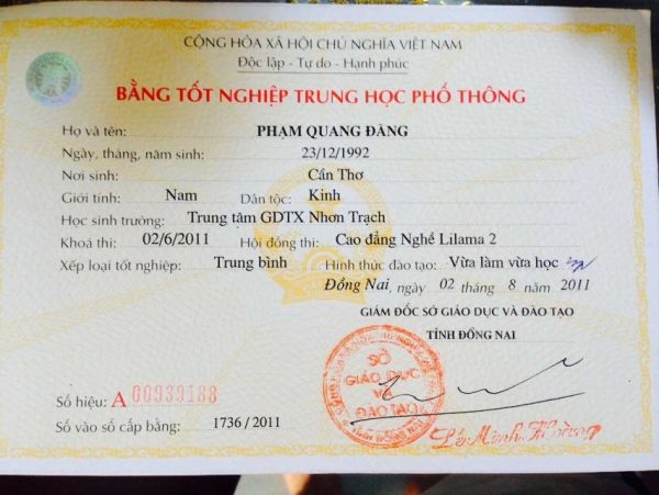 Làm Bằng Cấp 3 Photo Công Chứng Giá Rẻ