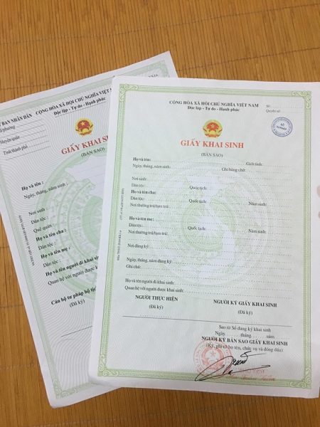 Giấy khai sinh bản sao công chứng